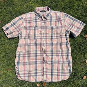 Ralph Lauren Double RL Jacquard Madras Work Shirt Diamond Plaid RRL Western Lrg